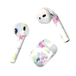 Air Pods 専用 デザインスキンシール airpods エアポッド apple アップル AirPods 第一世代(2016)airpods2 第二世代(2019)対応 イヤホン カバー デコレーション アクセサリー デコシール 011110 花 水