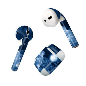 Air Pods 専用 デザインスキンシール airpods エアポッド apple アップル AirPods 第一世代(2016)airpods2 第二世代(2019)対応 イヤホン カバー デコレーション アクセサリー デコシール 011707 月 空
