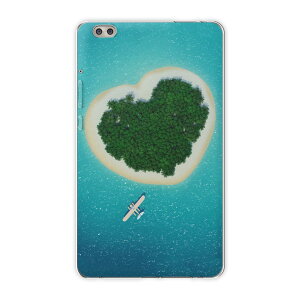 dtab compact d-02k docomo dタブ 用 タブレット ケース タブレット カバー TPU ソフトケース 000963 ラブリー ハート 島