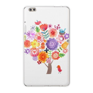 dtab compact d-02k docomo dタブ 用 タブレット ケース タブレット カバー TPU ソフトケース 009645 フラワー 鳥 カラフル