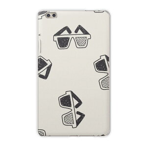 dtab compact d-02k docomo dタブ 用 タブレット ケース タブレット カバー TPU ソフトケース 010675 サングラス めがね 白 黒