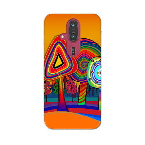 らくらくスマートフォン F-53E 用ハードケース f53e ケース カバー ハードケース 023909 木 カラフル サイケデリック