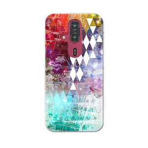 らくらくスマートフォン F-53E 用ハードケース f53e ケース カバー ハードケース 006915 アーガイル 模様 カラフル