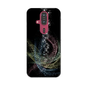 らくらくスマートフォン F-53E 用ハードケース f53e ケース カバー ハードケース 008213 カラフル レインボー きらきら 黒 ブラック