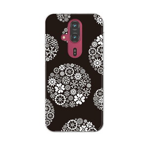 らくらくスマートフォン F-53E 用ハードケース f53e ケース カバー ハードケース 010344  花 白 黒