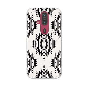 らくらくスマートフォン F-53E 用ハードケース f53e ケース カバー ハードケース 010891 ネイティブ柄 白 黒