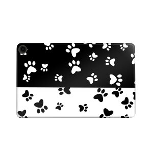 fire max 11 専用 ファイヤーマックス タブレット 専用スキンシール カバー ケース 保護 フィルム ステッカー デコ アクセサリー デザイン 000128 犬 足跡 バイカラー 白黒