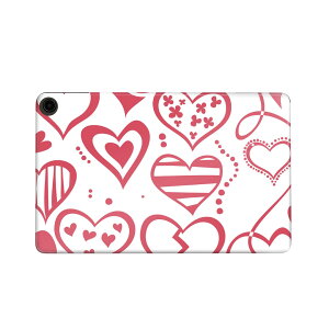 fire max 11 専用 ファイヤーマックス タブレット 専用スキンシール カバー ケース 保護 フィルム ステッカー デコ アクセサリー デザイン 000132 ハート ピンク イラスト