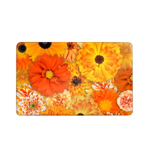 fire max 11 専用 ファイヤーマックス タブレット 専用スキンシール カバー ケース 保護 フィルム ステッカー デコ アクセサリー デザイン 000934 花 オレンジ