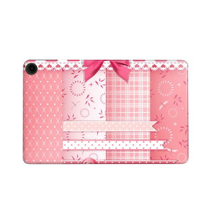 fire max 11 専用 ファイヤーマックス タブレット 専用スキンシール カバー ケース 保護 フィルム ステッカー デコ アクセサリー デザイン 005230 リボン ピンク ガーリー
