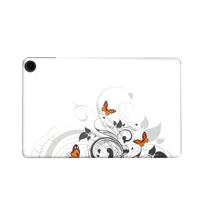 fire max 11 専用 ファイヤーマックス タブレット 専用スキンシール カバー ケース 保護 フィルム ステッカー デコ アクセサリー デザイン 007620 植物 蝶 黒 ブラック オレンジ