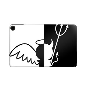 fire max 11 専用 ファイヤーマックス タブレット 専用スキンシール カバー ケース 保護 フィルム ステッカー デコ アクセサリー デザイン 007761 白黒 天使 悪魔 ブラック