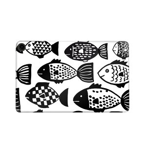 fire max 11 専用 ファイヤーマックス タブレット 専用スキンシール カバー ケース 保護 フィルム ステッカー デコ アクセサリー デザイン 011953 魚 モノトーン イラスト