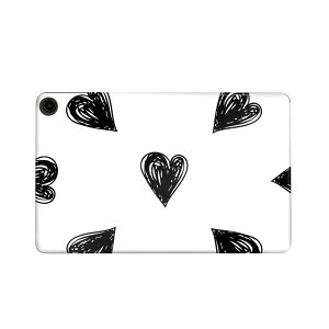 fire max 11 専用 ファイヤーマックス タブレット 専用スキンシール カバー ケース 保護 フィルム ステッカー デコ アクセサリー デザイン 012752 ハート 白黒 モノトーン