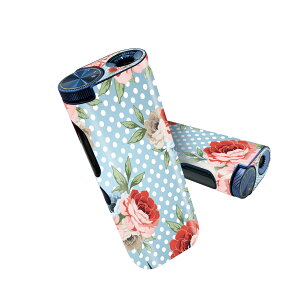 glo hyper pro 用 デザインスキンシール 側面2枚 天面3枚 セット 360°カバー ケース 保護 グロー ハイパー プロ グロウ ステッカー デコ アクセサリー 008178 花  水玉 水色