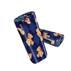 glo hyper pro 用 デザインスキンシール 側面2枚 天面3枚 セット 360°カバー ケース 保護 グロー ハイパー プロ グロウ ステッカー デコ アクセサリー 010193 動物 熊 チェック