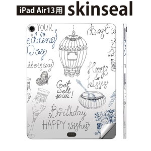 iPad Air13 用 スキンシール アイパッド エア 13インチ 対応 全面スキンシール フル 背面 側面 保護シール 人気 アンティーク 蝶 英語 009693