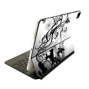Magic Keyboard 12.9インチ iPad Pro(第4世代、第5世代、第6世代)対応 apple アップル アイパッド 全面スキンシール フル 前面 背面 保護シール 人気 女の人 モノクロ 影 000978