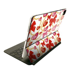 Magic Keyboard 12.9インチ iPad Pro(第4世代、第5世代、第6世代)対応 apple アップル アイパッド 全面スキンシール フル 前面 背面 保護シール 人気 ハート リボン 模様 003521