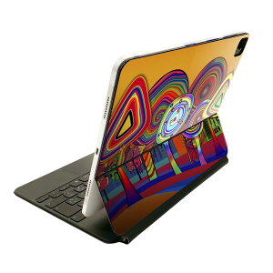 Magic Keyboard 用 スキンシール 11インチ iPad Pro用 第1-4世代 iPad Air 第4-5世代 対応 全面スキンシール フル 前面 背面 保護シール 人気 023909 木 カラフル サイケデリック