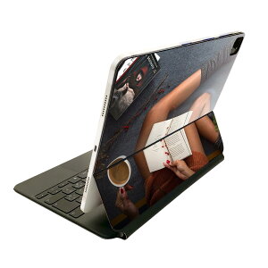 Magic Keyboard 用 スキンシール 11インチ iPad Pro用 第1-4世代 iPad Air 第4-5世代 対応 全面スキンシール フル 前面 背面 保護シール 人気 025691 女性 本 コーヒー