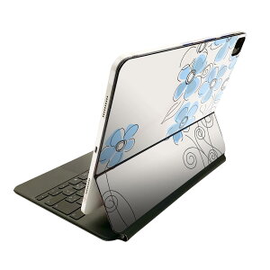 Magic Keyboard 用 スキンシール 11インチ iPad Pro用 第1-4世代 iPad Air 第4-5世代 対応 全面スキンシール フル 前面 背面 保護シール 人気 005024 花  青