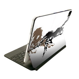 Magic Keyboard 12.9インチ iPad Pro（第4世代、第5世代、第6世代）対応 apple アップル アイパッド　全面スキンシール フル 前面　背面 保護シール 人気 007365 馬　イラスト　黒　ブラック　ブラウン