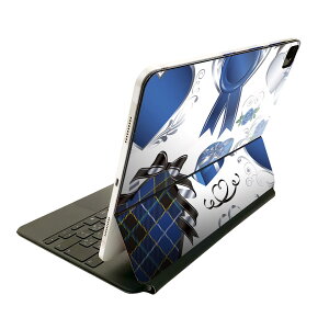 Magic Keyboard 用 スキンシール 11インチ iPad Pro用 第1-4世代 iPad Air 第4-5世代 対応 全面スキンシール フル 前面 背面 保護シール 人気 008302 ホワイトデー ハート リボン 青 ブルー