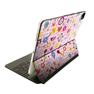Magic Keyboard 12.9インチ iPad Pro(第4世代、第5世代、第6世代)対応 apple アップル アイパッド 全面スキンシール フル 前面 背面 保護シール 人気 カラフル ハート  花 ピンク 008477