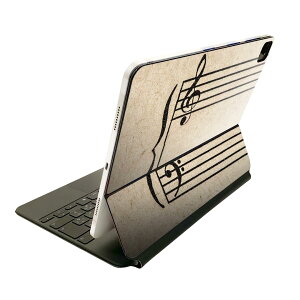 Magic Keyboard 用 スキンシール 11インチ iPad Pro用 第1-4世代 iPad Air 第4-5世代 対応 全面スキンシール フル 前面 背面 保護シール 人気 008600 楽譜 音符 黒 ブラック
