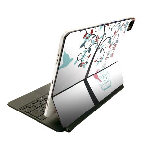 Magic Keyboard 12.9インチ iPad Pro(第4世代、第5世代、第6世代)対応 apple アップル アイパッド 全面スキンシール フル 前面 背面 保護シール 人気  鳥 花 009775