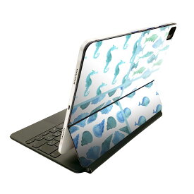 Magic Keyboard 12.9インチ iPad Pro（第4世代、第5世代、第6世代）対応 apple アップル アイパッド　全面スキンシール フル 前面　背面 保護シール 人気 010981 海　タツノオトシゴ　緑