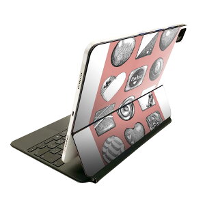 Magic Keyboard 12.9インチ iPad Pro（第4世代、第5世代、第6世代）対応 apple アップル アイパッド　全面スキンシール フル 前面　背面 保護シール 人気 015397 ハート　チョコ　ピンク