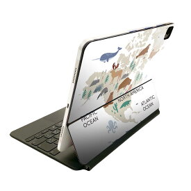 Magic Keyboard 12.9インチ iPad Pro（第4世代、第5世代、第6世代）対応 apple アップル アイパッド　全面スキンシール フル 前面　背面 保護シール 人気 019962 動物 north america map 動物 地図