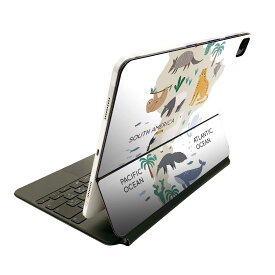 Magic Keyboard 12.9インチ iPad Pro（第4世代、第5世代、第6世代）対応 apple アップル アイパッド　全面スキンシール フル 前面　背面 保護シール 人気 019963 動物 south America map 動物 地図