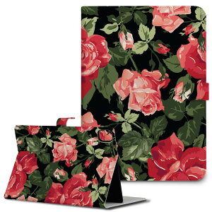 iPad10.9 第10世代 iPadPro13(M4) iPadPro11(M4) iPadPro11第1/2/3世代 iPadMini 第6世代 iPadAir第4世代 iPadAir13(M2) 用 タブレット ケース Apple アップル iPad専用ケース 手帳型 カバー 二つ折り 革 花  赤 004687