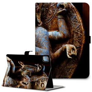 iPad10.9 第10世代 iPadPro13(M4) iPadPro11(M4) iPadPro11第1/2/3世代 iPadMini 第6世代 iPadAir第4世代 iPadAir13(M2) 用 タブレット ケース Apple アップル iPad専用ケース 手帳型 カバー 二つ折り 革 仏像 写真 黒 005