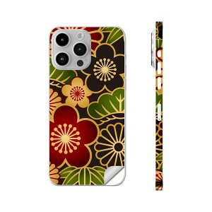 iPhone14 iPhone15 用 スキンシール 全面スキンシール フル 背面 側面 ステッカー 保護シール iphone14plus iphone14pro iphone14promax iphone15plus iphone15pro iphone15promax 各種対応 和柄 花 000962