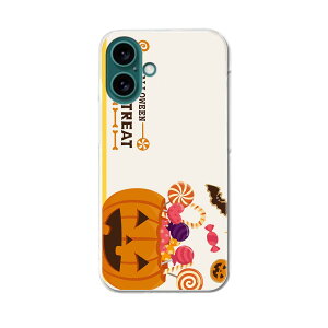 iPhone16plus 6.7インチ 専用 各キャリア iPhone 16 plus 共通対応 ハード ケース iphone16plus ケース カバー 015384 ハロウィン カボチャ お菓子 英字