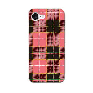 iPhone 16e 用 各キャリア 共通対応 ハードケース ケース カバー ハードケース 008298 ピンク チェック 模様