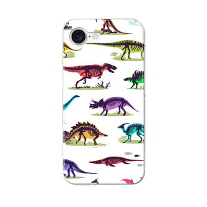 iPhone 16e 用 各キャリア 共通対応 ハードケース ケース カバー ハードケース 013985 恐竜 カラフル