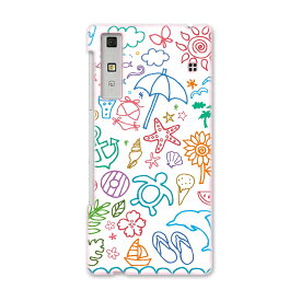 KYV37 Qua phone キュア フォン kyv37 au エーユー スマホ カバー スマホケース スマホカバー PC ハードケース 海　太陽　夏　イラスト ラブリー 005342