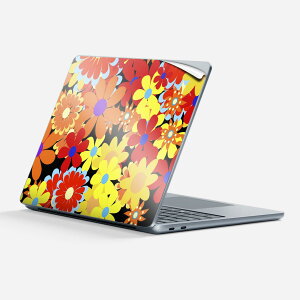 Surface Laptop 第7世代 13 インチ 用 スキンシール 全面スキンシール フル 背面 底 ステッカー 保護シール キャラクター かわいい 000704 花 カラフル