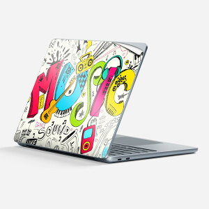 Surface Laptop 第7世代 13 インチ 用 スキンシール 全面スキンシール フル 背面 底 ステッカー 保護シール キャラクター かわいい 003418 英語 文字 音楽