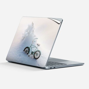 Surface Laptop 第7世代 13 インチ 用 スキンシール 全面スキンシール フル 背面 底 ステッカー 保護シール キャラクター かわいい 023566 雪 自転車