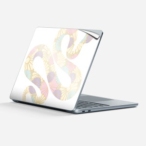 Surface Laptop 第7世代 13 インチ 用 スキンシール 全面スキンシール フル 背面 底 ステッカー 保護シール キャラクター かわいい 035596 お正月 巳年 ヘビ 花