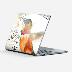 Surface Laptop 第7世代 13 インチ 用 スキンシール 全面スキンシール フル 背面 底 ステッカー 保護シール キャラクター かわいい 006282 鳥 音符 楽譜