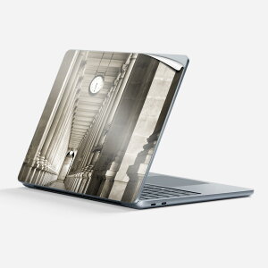 Surface Laptop 第7世代 13 インチ 用 スキンシール 全面スキンシール フル 背面 底 ステッカー 保護シール キャラクター かわいい 007546 写真 モノクロ 時計 建物