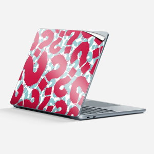 Surface Laptop 第7世代 13 インチ 用 スキンシール 全面スキンシール フル 背面 底 ステッカー 保護シール キャラクター かわいい 008576 はてな 赤 レッド 模様