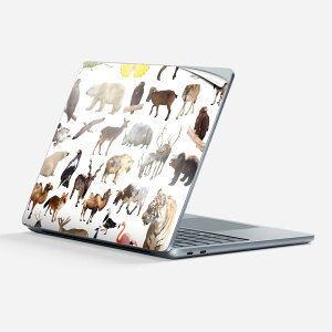 Surface Laptop 第7世代 13 インチ 用 スキンシール 全面スキンシール フル 背面 底 ステッカー 保護シール キャラクター かわいい 008864 写真 虎 キツネ 牛